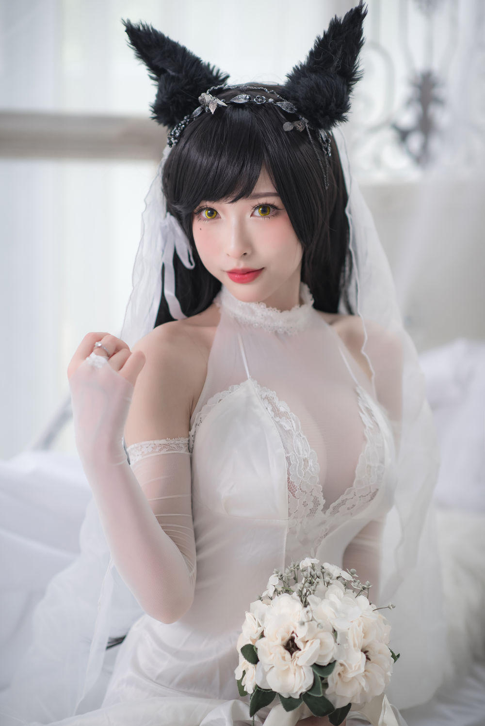 糯美子mini婚纱主题破解版图片大全，粉丝说太养眼了-绿色萌妹