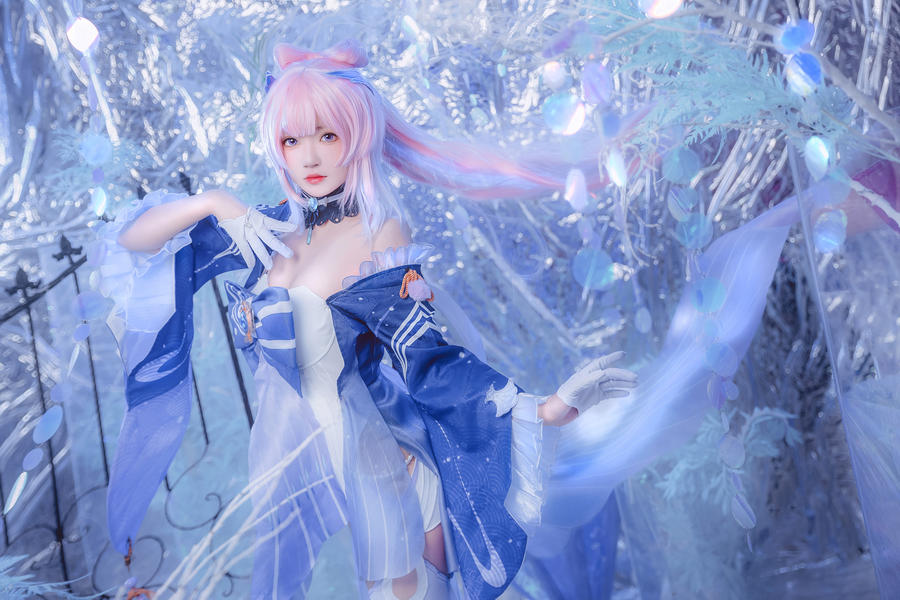 水淼aqua- 珊瑚宫心海，精品原神cos作品赏析-绿色萌妹